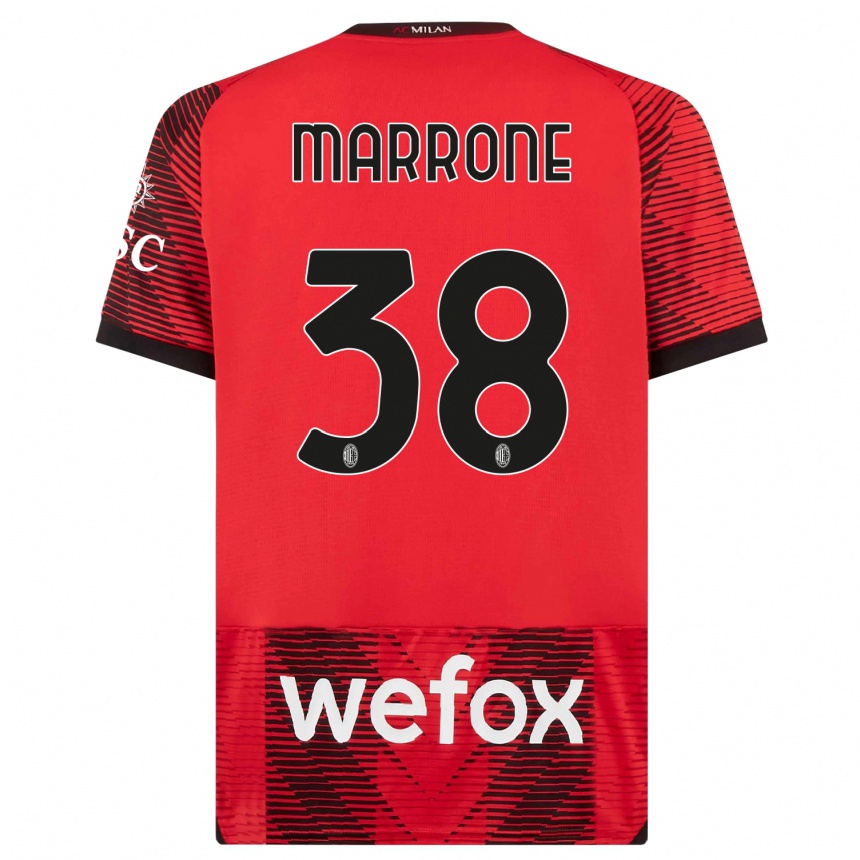 Damen Fußball Federico Marrone #38 Rot Schwarz Heimtrikot Trikot 2023/24 T-Shirt Luxemburg