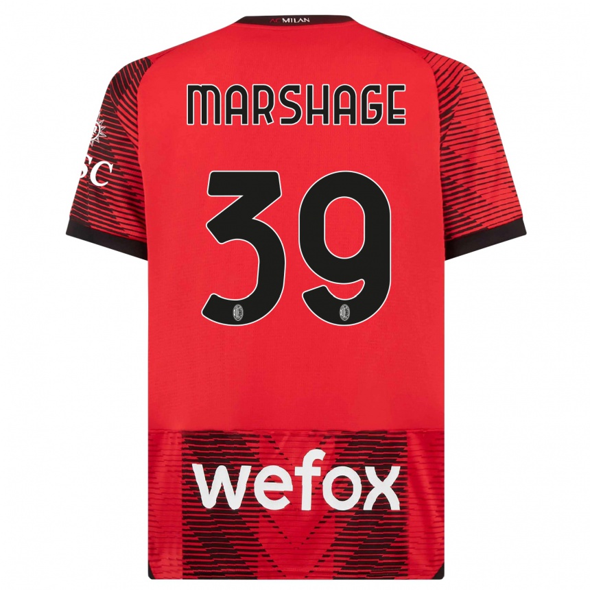 Damen Fußball Wilgot Marshage #39 Rot Schwarz Heimtrikot Trikot 2023/24 T-Shirt Luxemburg