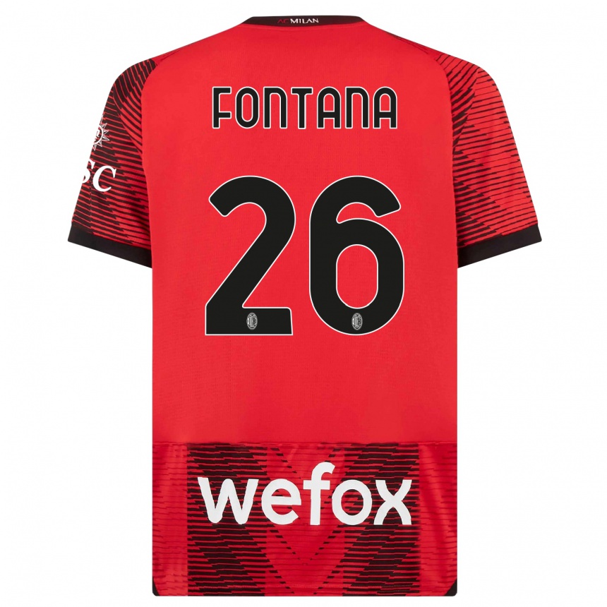 Damen Fußball Francesco Fontana #26 Rot Schwarz Heimtrikot Trikot 2023/24 T-Shirt Luxemburg