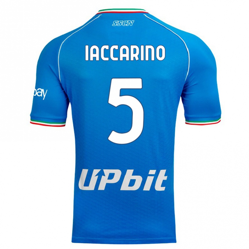 Damen Fußball Gennaro Iaccarino #5 Himmelblau Heimtrikot Trikot 2023/24 T-Shirt Luxemburg