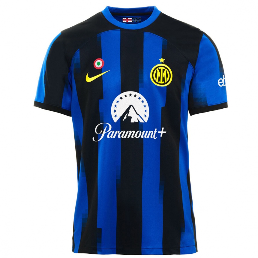 Damen Fußball Denzel Dumfries #2 Schwarz Blau Heimtrikot Trikot 2023/24 T-Shirt Luxemburg