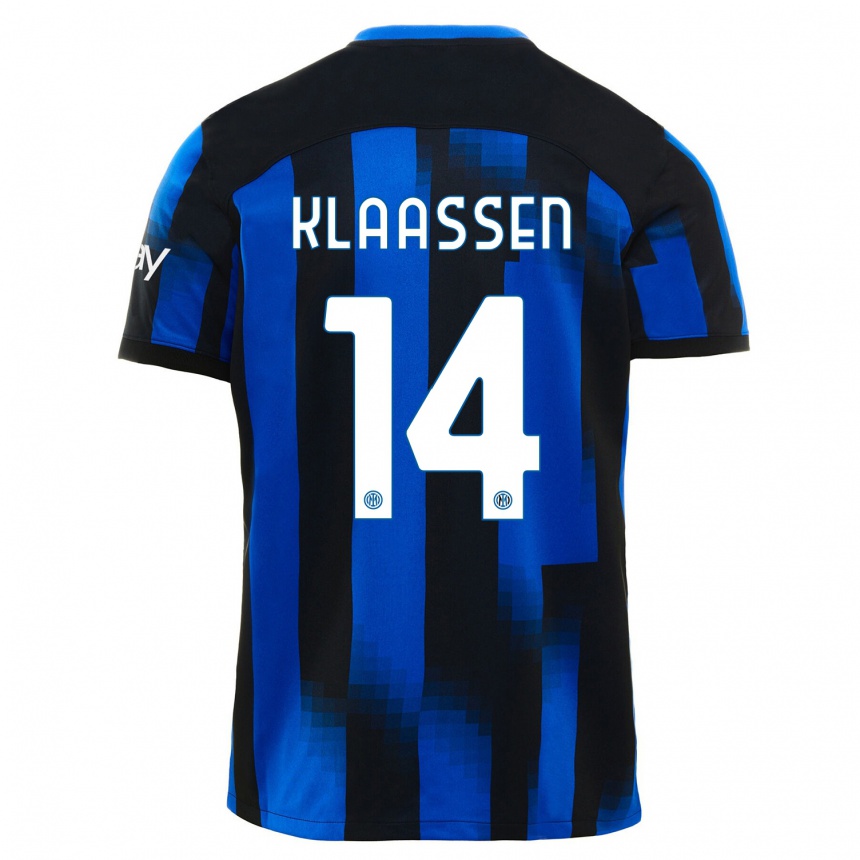 Damen Fußball Davy Klaassen #14 Schwarz Blau Heimtrikot Trikot 2023/24 T-Shirt Luxemburg