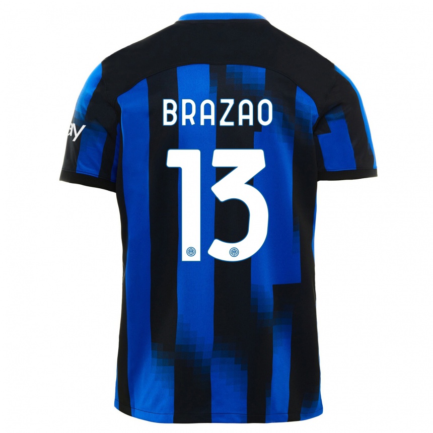 Damen Fußball Gabriel Brazao #13 Schwarz Blau Heimtrikot Trikot 2023/24 T-Shirt Luxemburg