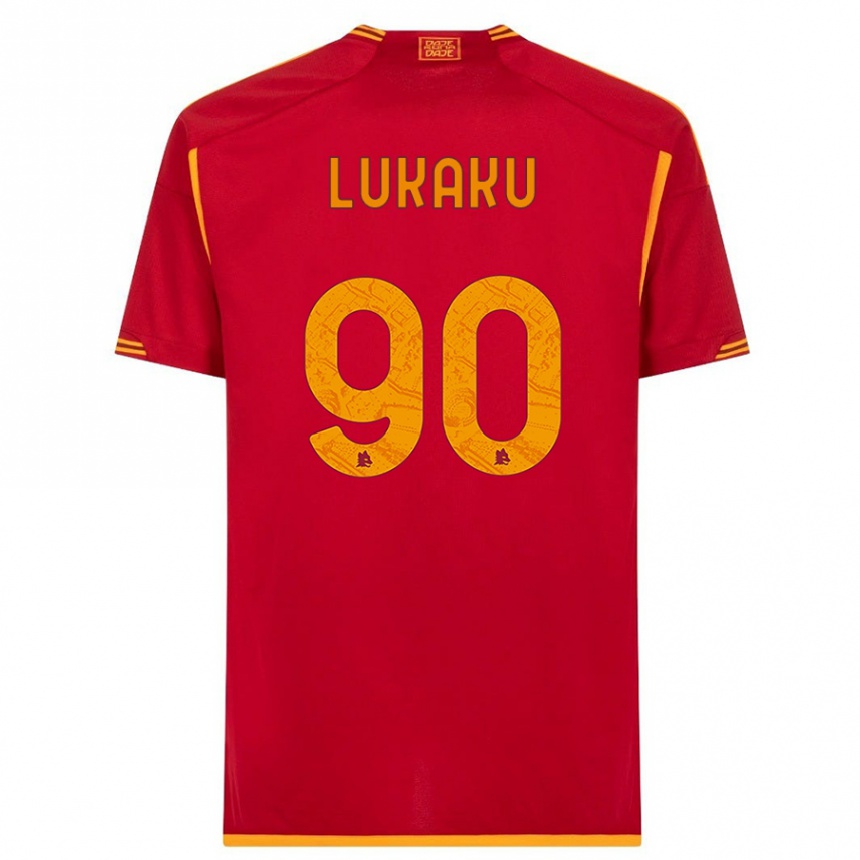 Damen Fußball Romelu Lukaku #90 Rot Heimtrikot Trikot 2023/24 T-Shirt Luxemburg