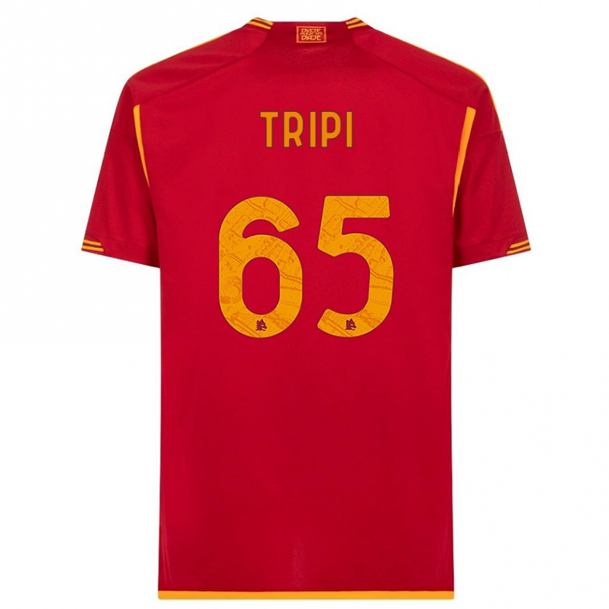 Damen Fußball Filippo Tripi #65 Rot Heimtrikot Trikot 2023/24 T-Shirt Luxemburg