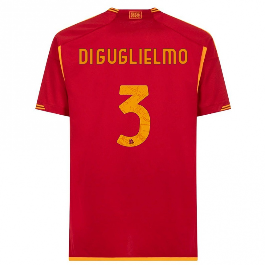 Damen Fußball Lucia Di Guglielmo #3 Rot Heimtrikot Trikot 2023/24 T-Shirt Luxemburg