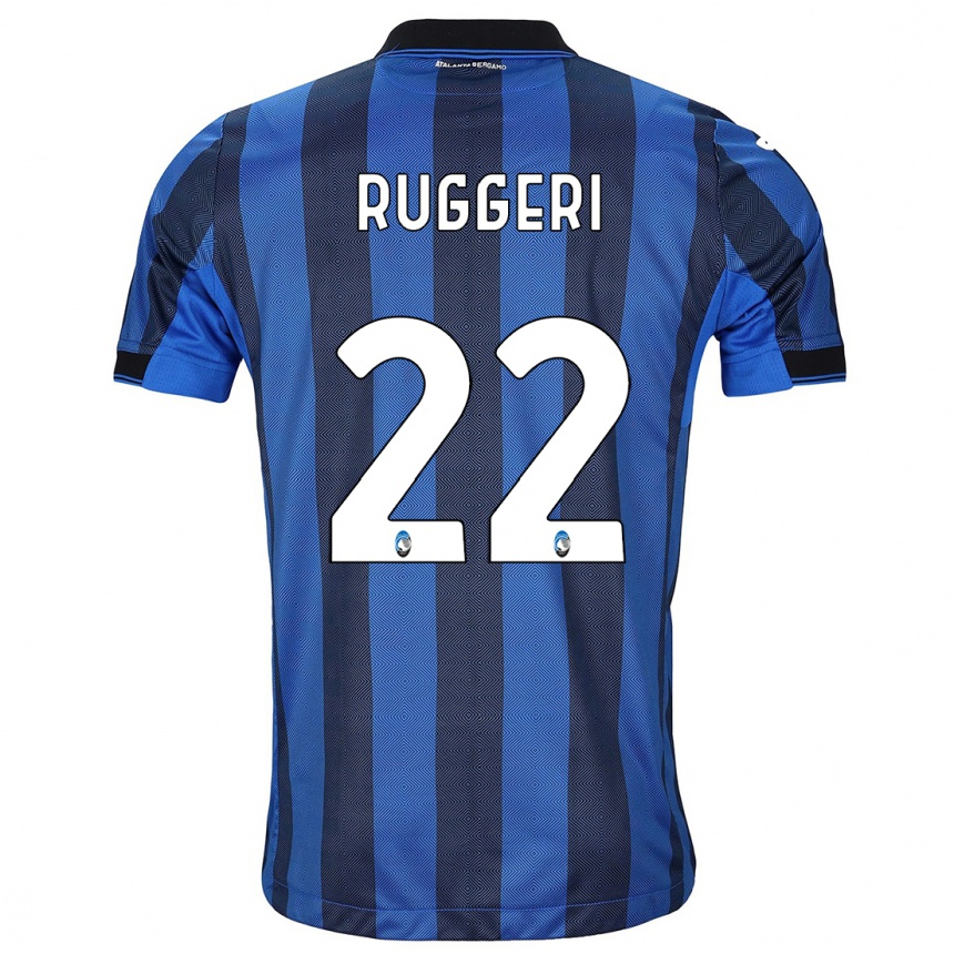 Damen Fußball Matteo Ruggeri #22 Schwarz Blau Heimtrikot Trikot 2023/24 T-Shirt Luxemburg