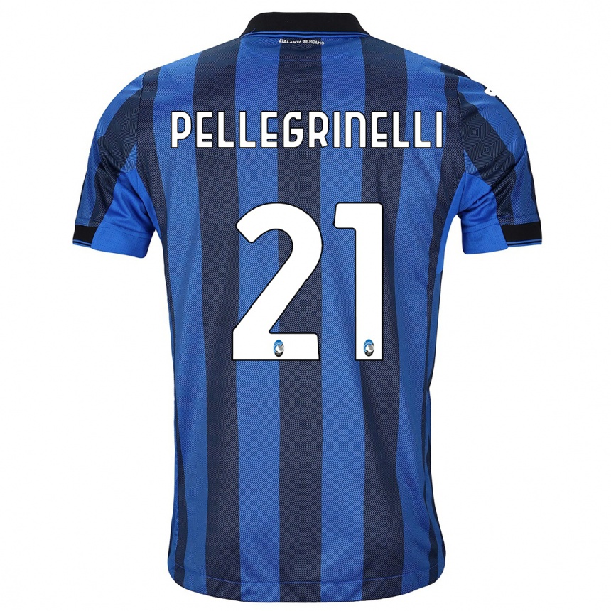 Damen Fußball Giorgia Pellegrinelli #21 Schwarz Blau Heimtrikot Trikot 2023/24 T-Shirt Luxemburg