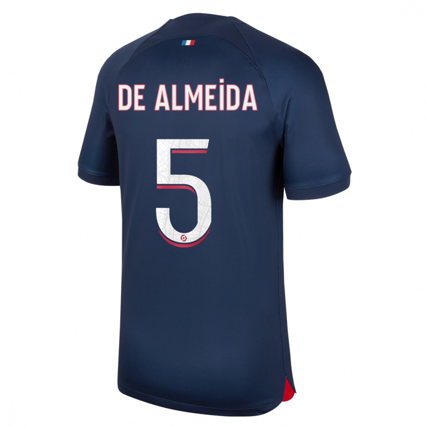 Damen Fußball Elisa De Almeida #5 Blau Rot Heimtrikot Trikot 2023/24 T-Shirt Luxemburg