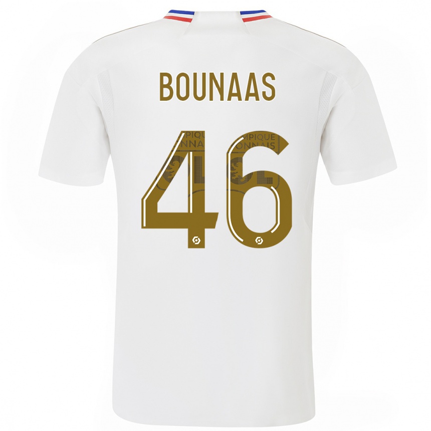 Damen Fußball Idris Bounaas #46 Weiß Heimtrikot Trikot 2023/24 T-Shirt Luxemburg