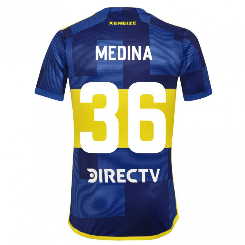 Damen Fußball Cristian Medina #36 Dunkelblau Gelb Heimtrikot Trikot 2023/24 T-Shirt Luxemburg
