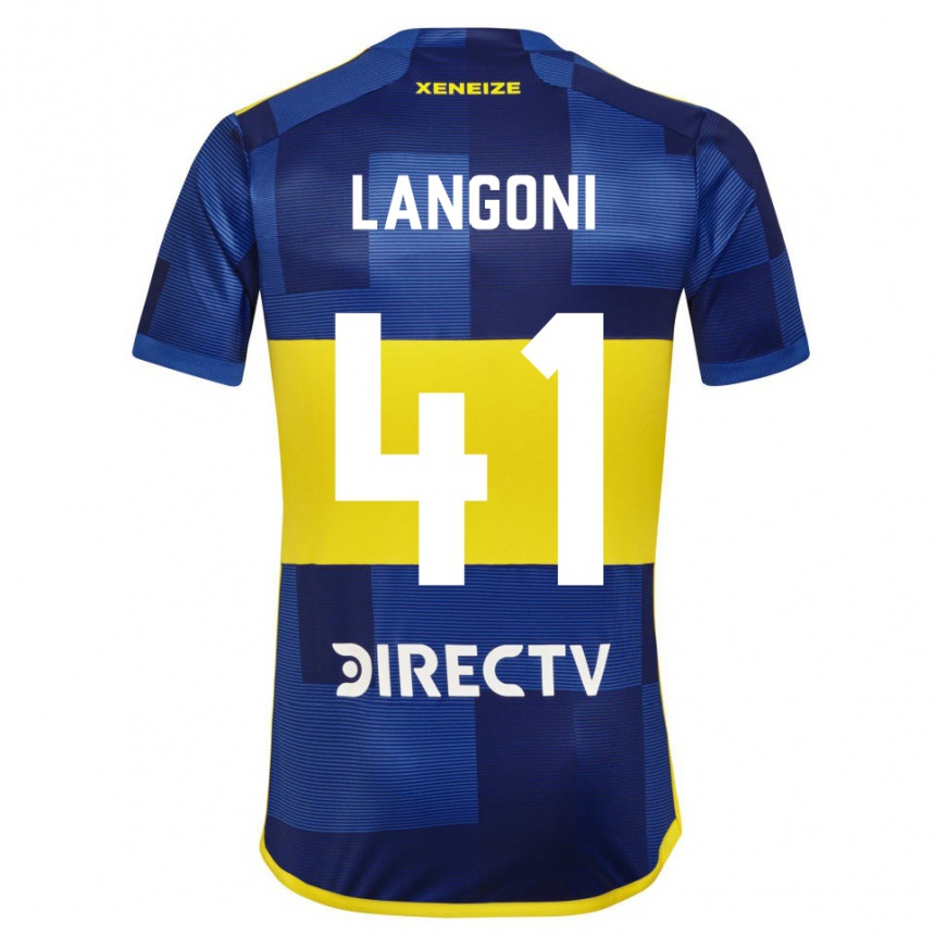 Damen Fußball Luca Langoni #41 Dunkelblau Gelb Heimtrikot Trikot 2023/24 T-Shirt Luxemburg