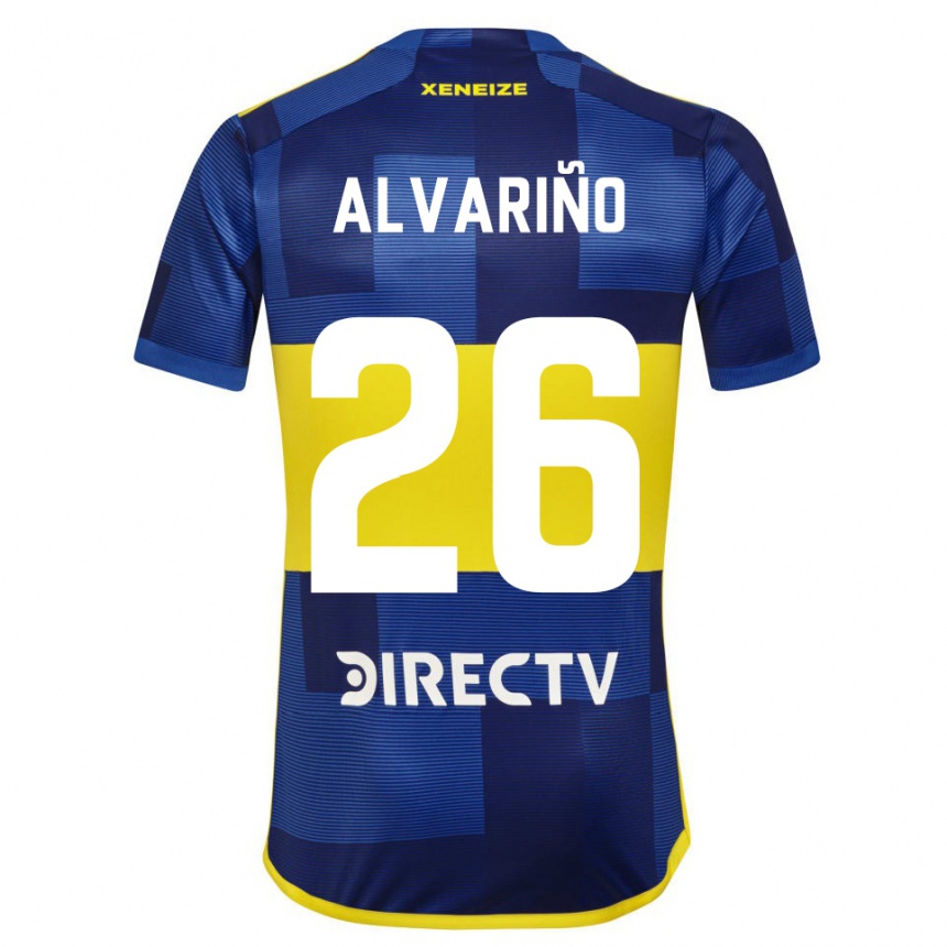 Damen Fußball Alexis Alvariño #26 Dunkelblau Gelb Heimtrikot Trikot 2023/24 T-Shirt Luxemburg