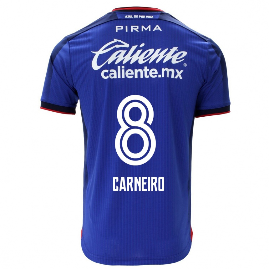 Damen Fußball Gonzalo Carneiro #8 Blau Heimtrikot Trikot 2023/24 T-Shirt Luxemburg