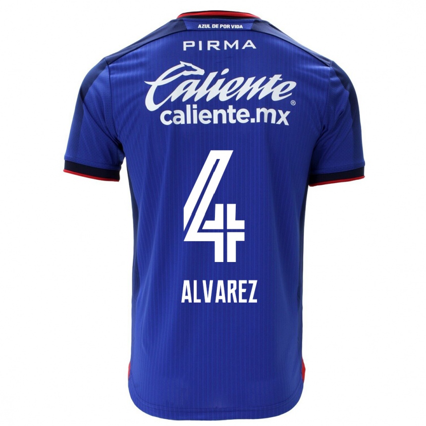 Damen Fußball Gabriela Alvarez #4 Blau Heimtrikot Trikot 2023/24 T-Shirt Luxemburg