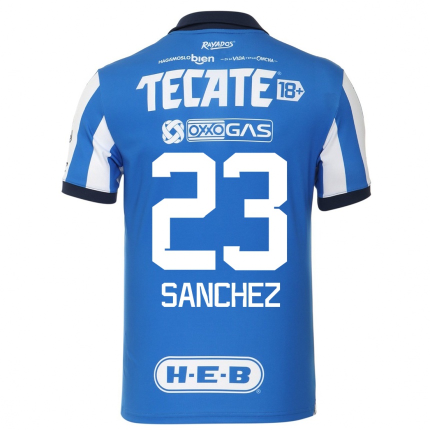 Damen Fußball Gustavo Sanchez #23 Blau Weiss Heimtrikot Trikot 2023/24 T-Shirt Luxemburg