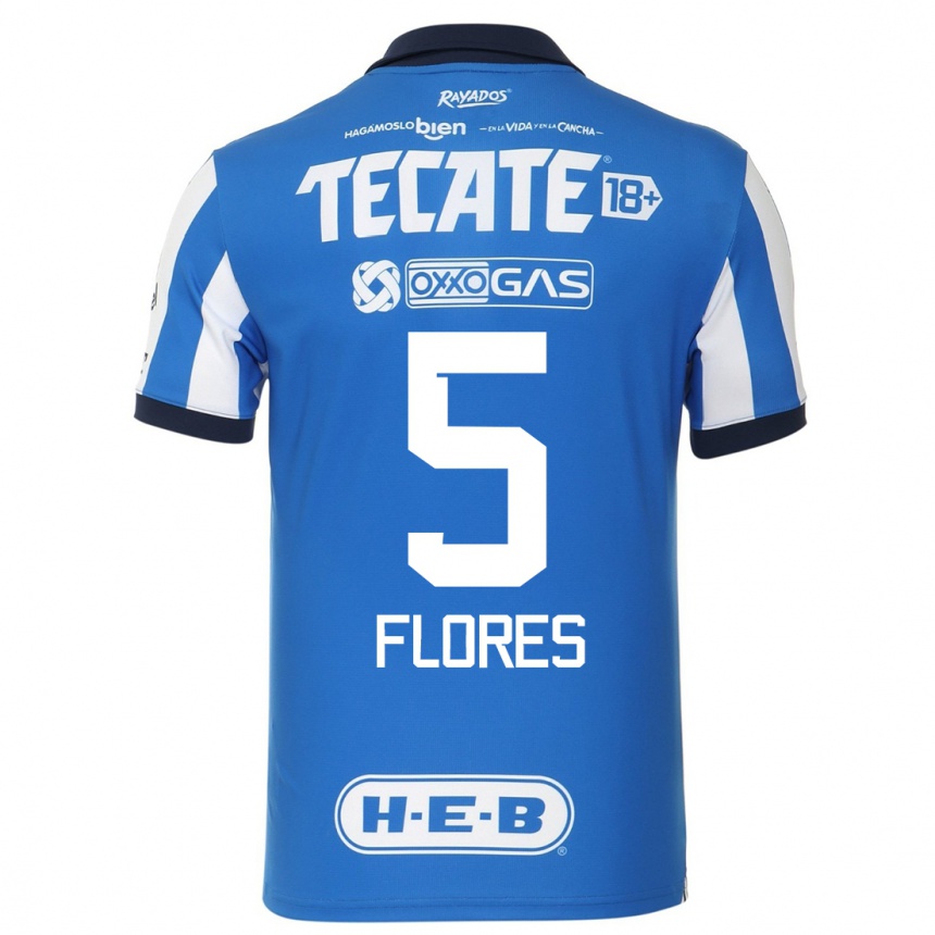 Damen Fußball Monica Flores #5 Blau Weiss Heimtrikot Trikot 2023/24 T-Shirt Luxemburg