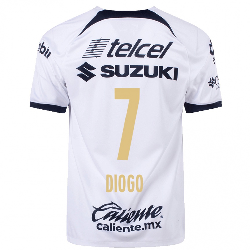 Damen Fußball Diogo #7 Weiß Heimtrikot Trikot 2023/24 T-Shirt Luxemburg