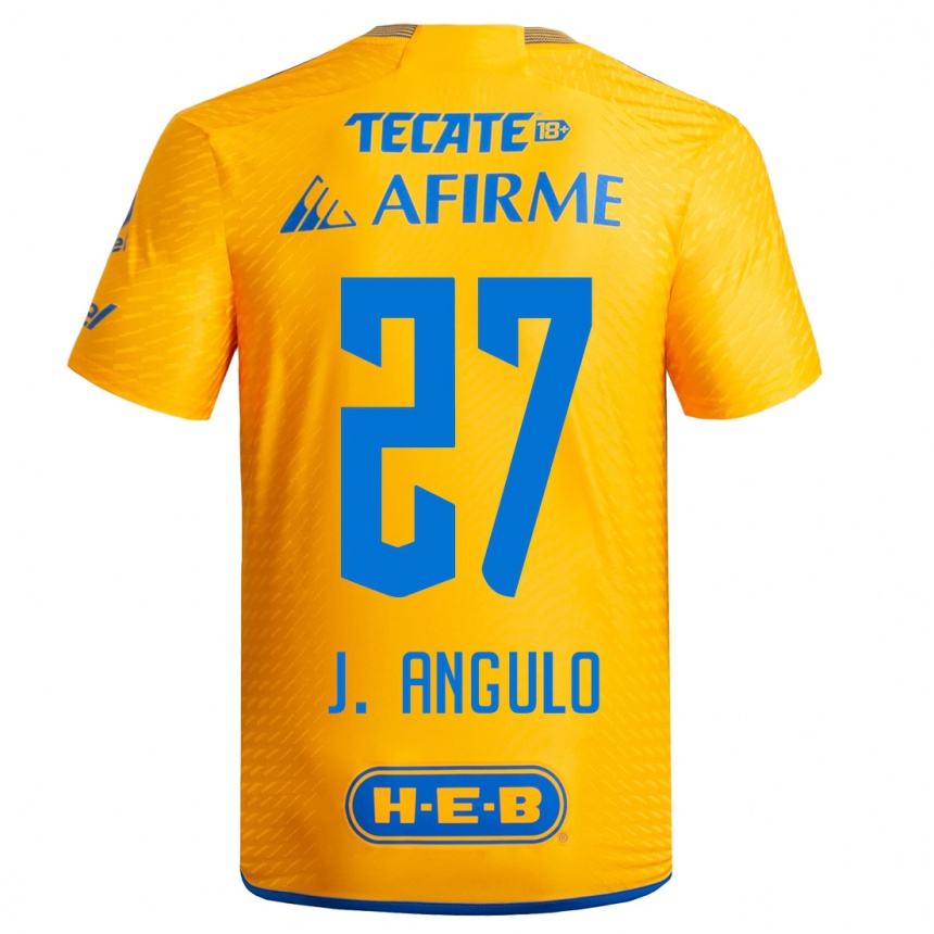 Damen Fußball Jesus Angulo #27 Gelb Heimtrikot Trikot 2023/24 T-Shirt Luxemburg
