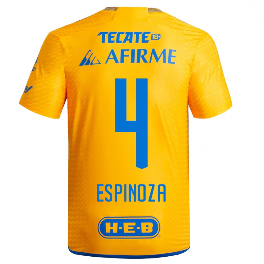 Damen Fußball Greta Espinoza #4 Gelb Heimtrikot Trikot 2023/24 T-Shirt Luxemburg