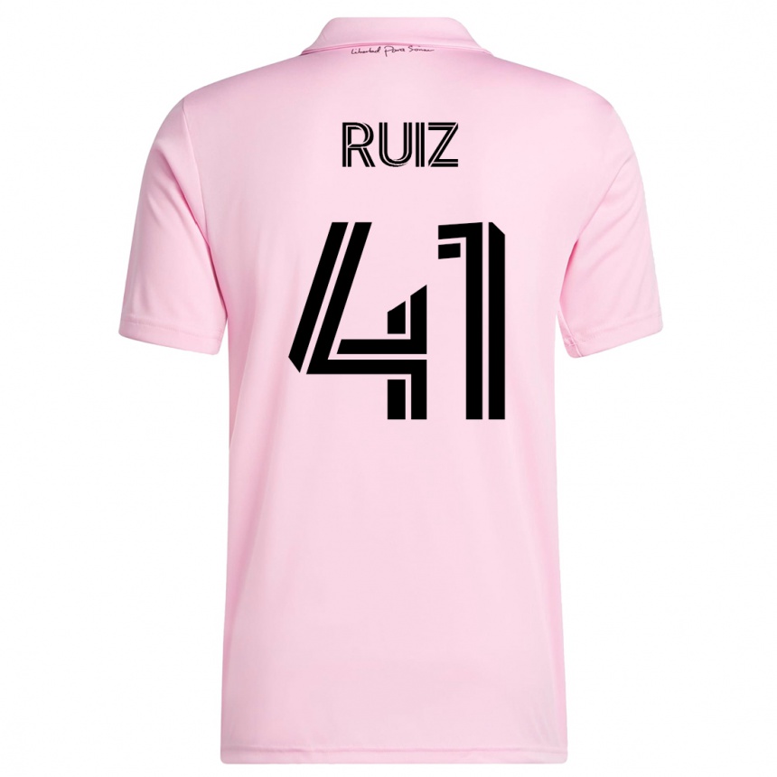 Damen Fußball David Ruíz #41 Rosa Heimtrikot Trikot 2023/24 T-Shirt Luxemburg