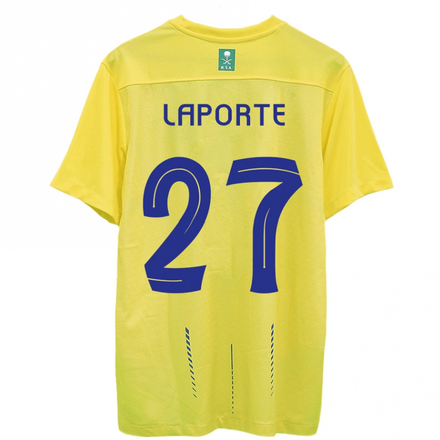 Damen Fußball Aymeric Laporte #27 Gelb Heimtrikot Trikot 2023/24 T-Shirt Luxemburg