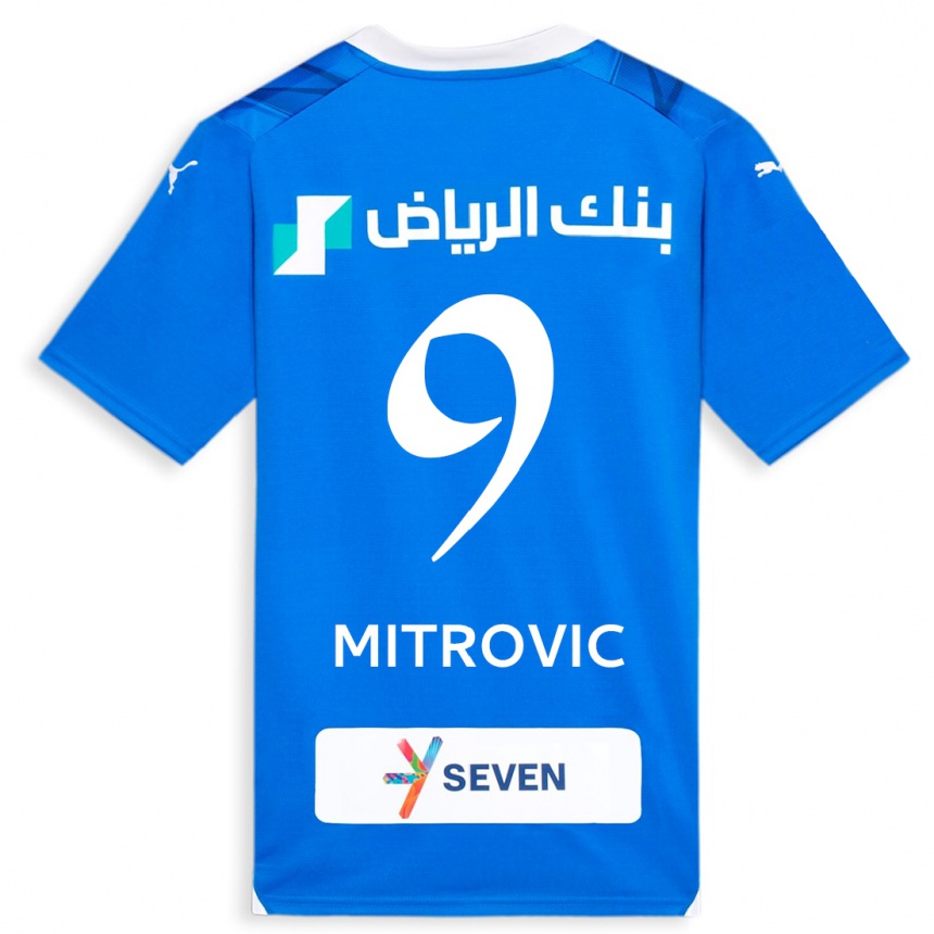 Damen Fußball Aleksandar Mitrovic #9 Blau Heimtrikot Trikot 2023/24 T-Shirt Luxemburg