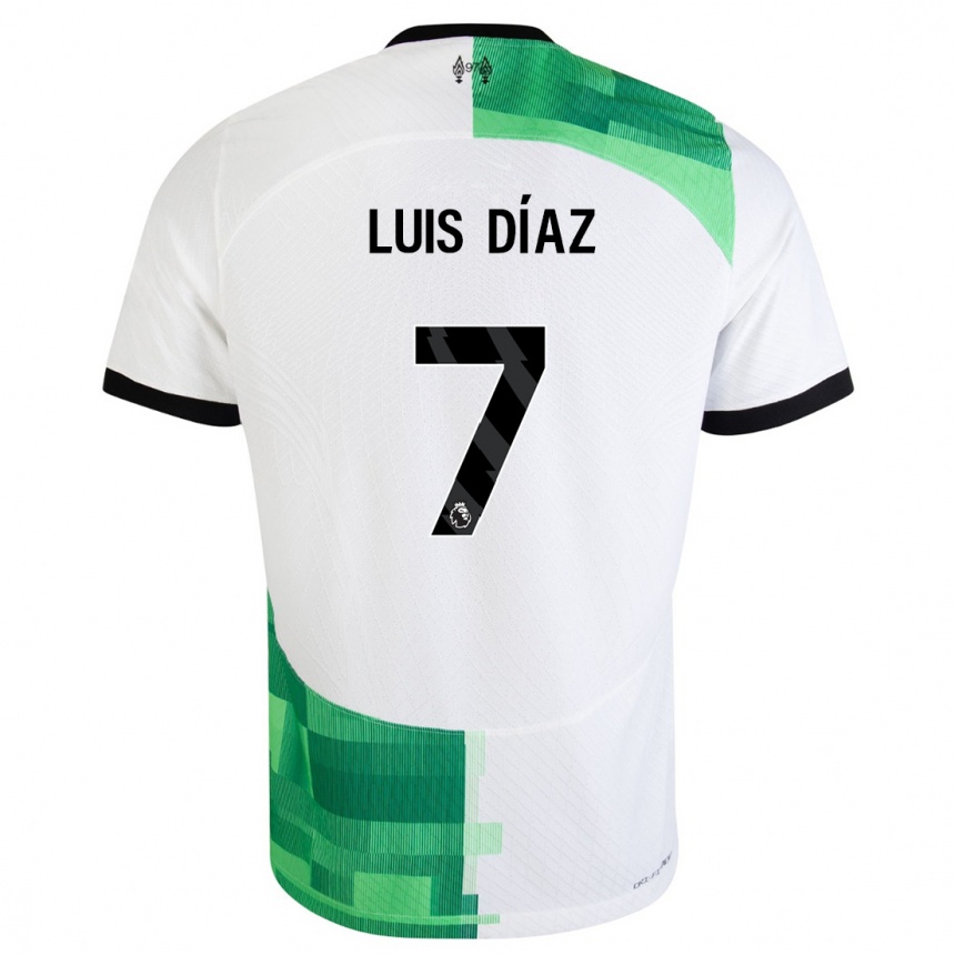 Damen Fußball Luis Diaz #7 Weiß Grün Auswärtstrikot Trikot 2023/24 T-Shirt Luxemburg