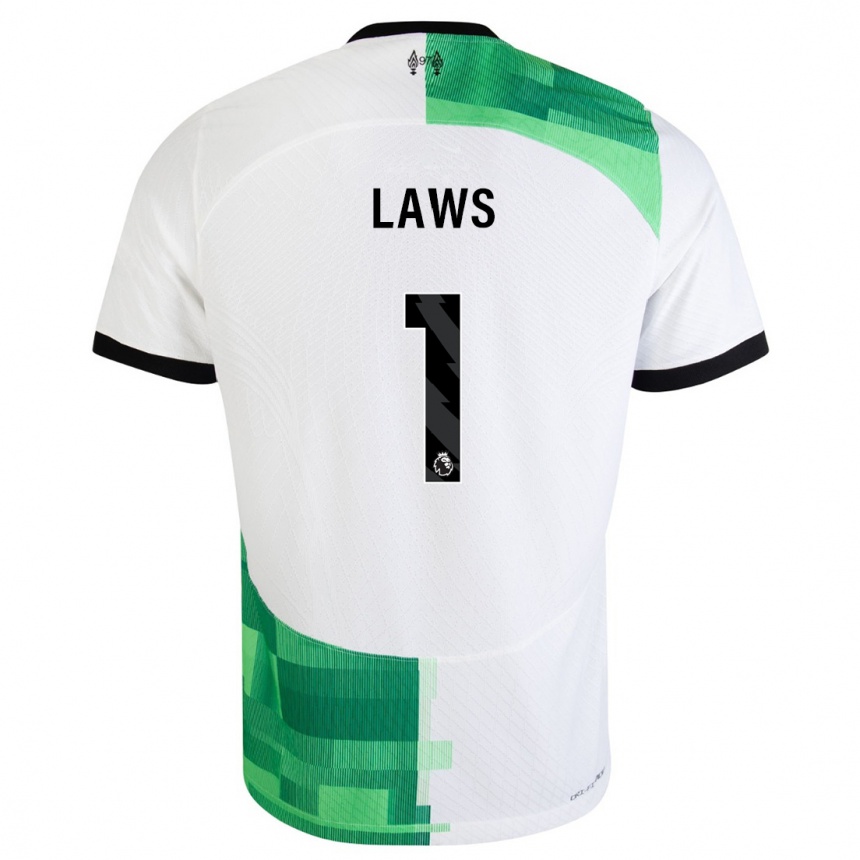 Damen Fußball Rachael Laws #1 Weiß Grün Auswärtstrikot Trikot 2023/24 T-Shirt Luxemburg