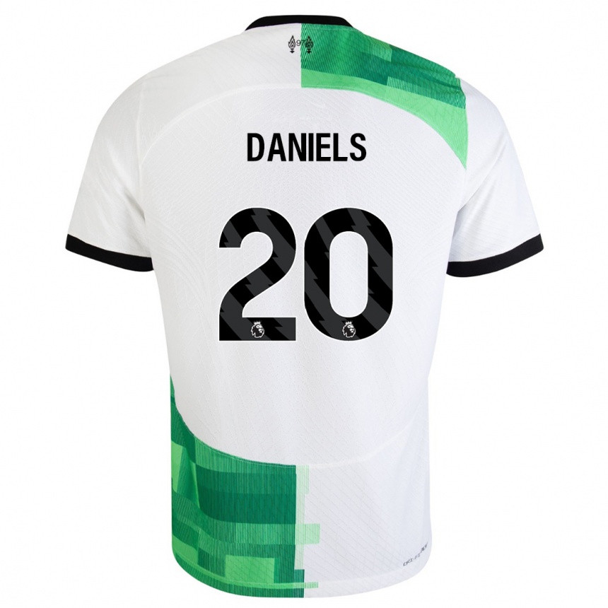 Damen Fußball Yana Daniels #20 Weiß Grün Auswärtstrikot Trikot 2023/24 T-Shirt Luxemburg