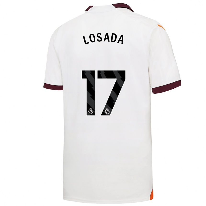 Damen Fußball Vicky Losada #17 Weiß Auswärtstrikot Trikot 2023/24 T-Shirt Luxemburg