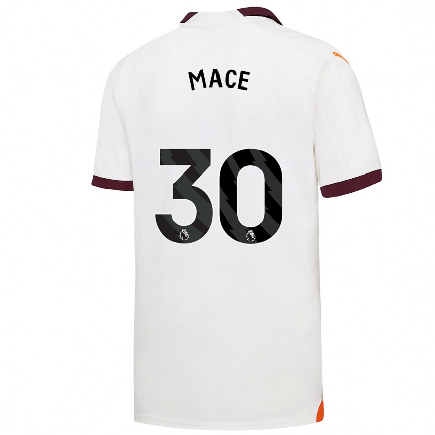 Damen Fußball Ruby Mace #30 Weiß Auswärtstrikot Trikot 2023/24 T-Shirt Luxemburg