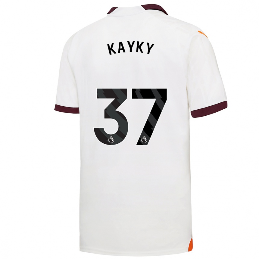Damen Fußball Kayky #37 Weiß Auswärtstrikot Trikot 2023/24 T-Shirt Luxemburg