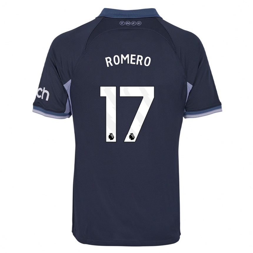 Damen Fußball Cristian Romero #17 Dunkelblau Auswärtstrikot Trikot 2023/24 T-Shirt Luxemburg