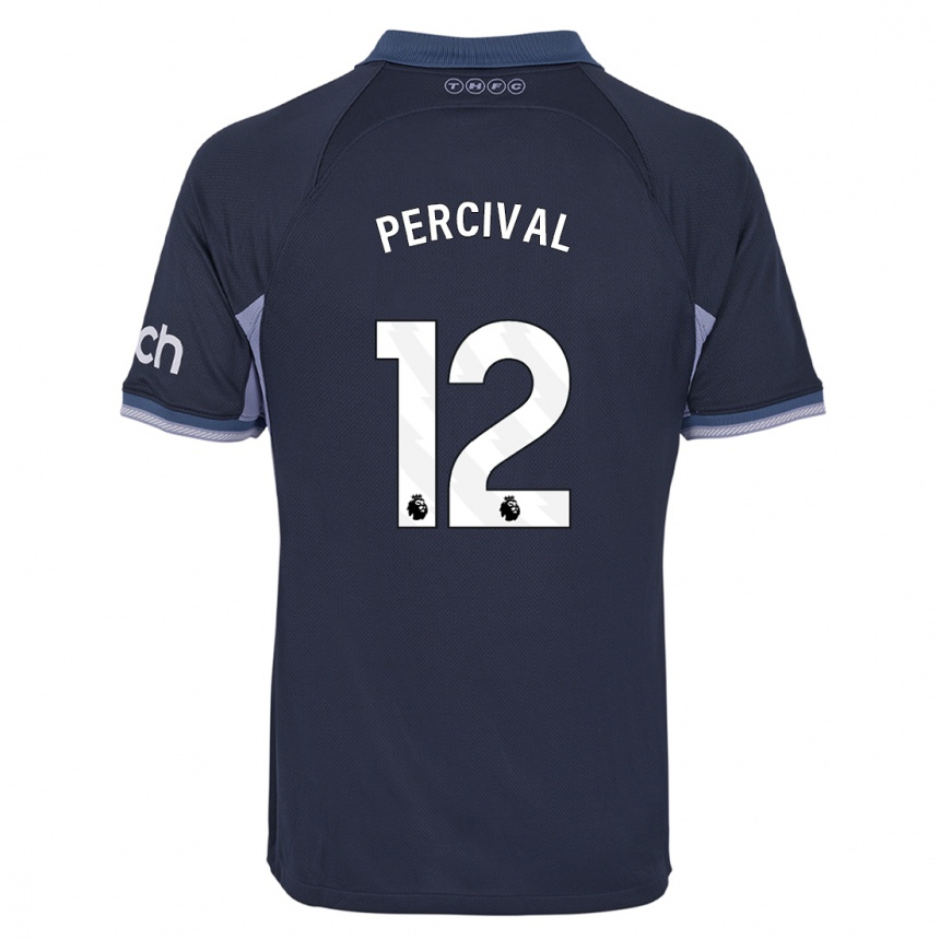 Damen Fußball Ria Percival #12 Dunkelblau Auswärtstrikot Trikot 2023/24 T-Shirt Luxemburg