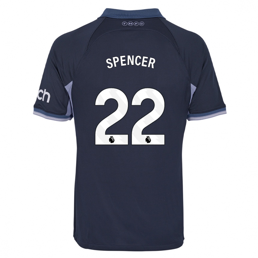 Damen Fußball Rebecca Spencer #22 Dunkelblau Auswärtstrikot Trikot 2023/24 T-Shirt Luxemburg