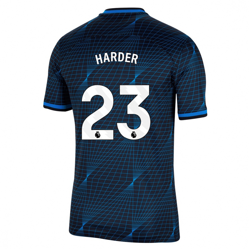 Damen Fußball Pernille Harder #23 Dunkelblau Auswärtstrikot Trikot 2023/24 T-Shirt Luxemburg