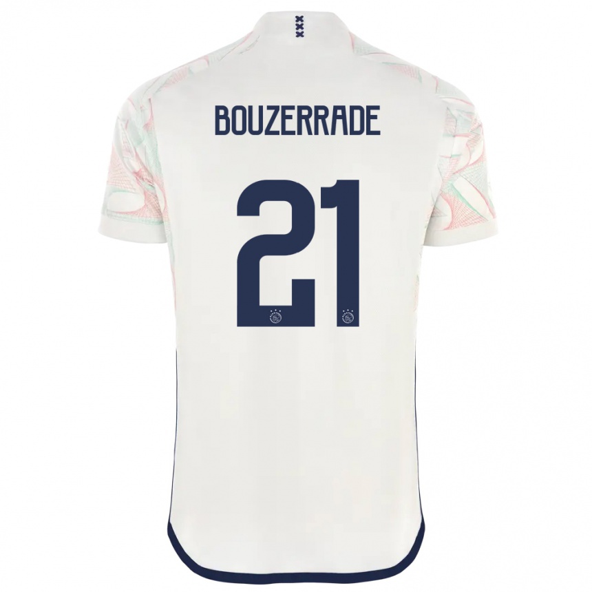 Damen Fußball Zaina Bouzerrade #21 Weiß Auswärtstrikot Trikot 2023/24 T-Shirt Luxemburg