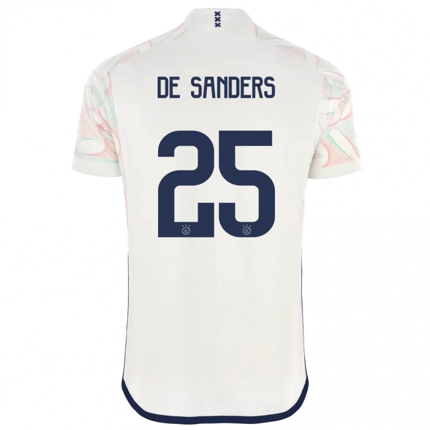 Damen Fußball Kay-Lee De Sanders #25 Weiß Auswärtstrikot Trikot 2023/24 T-Shirt Luxemburg
