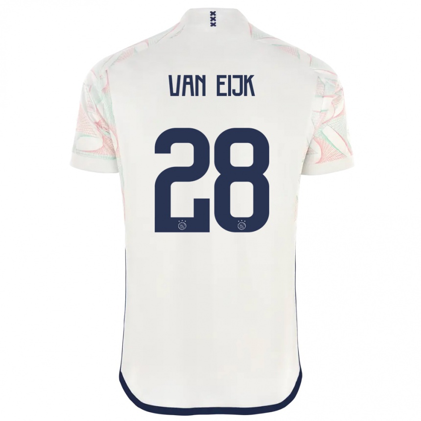 Damen Fußball Regina Van Eijk #28 Weiß Auswärtstrikot Trikot 2023/24 T-Shirt Luxemburg