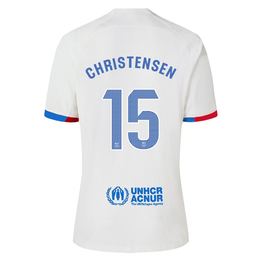 Damen Fußball Andreas Christensen #15 Weiß Auswärtstrikot Trikot 2023/24 T-Shirt Luxemburg