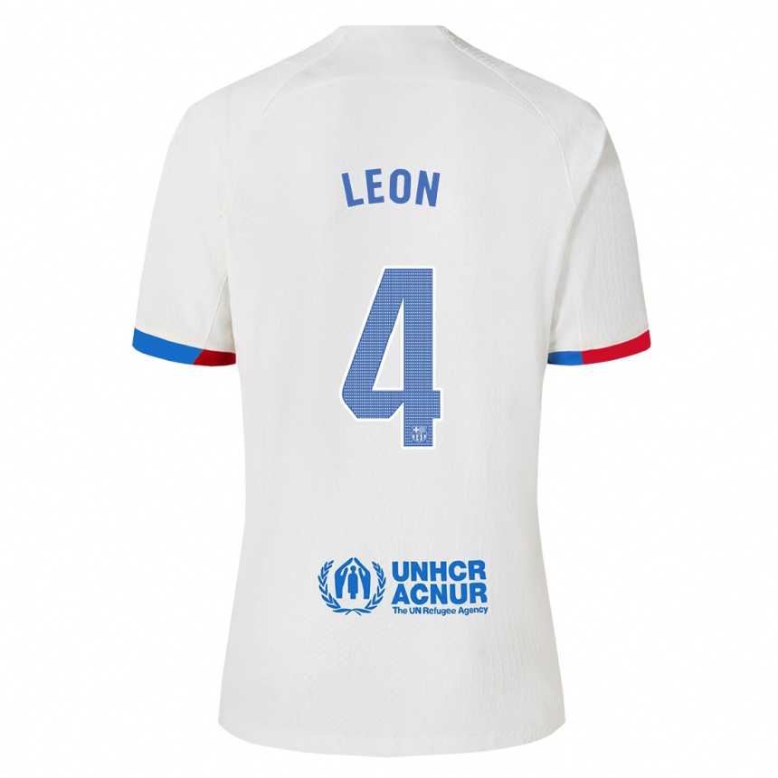 Damen Fußball Maria Pilar Leon #4 Weiß Auswärtstrikot Trikot 2023/24 T-Shirt Luxemburg