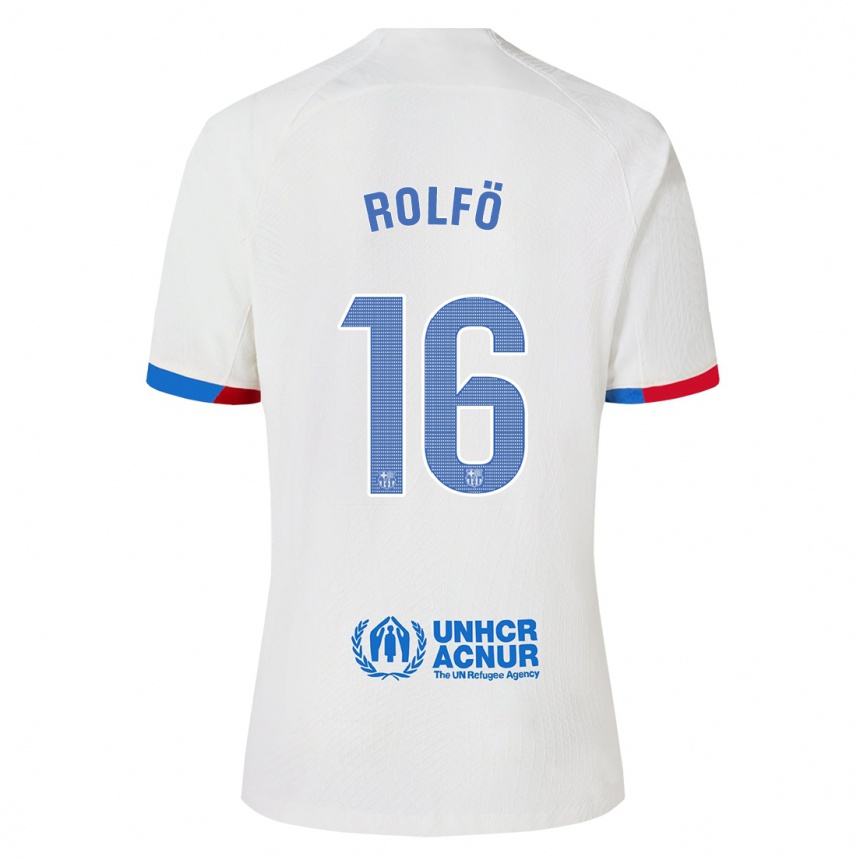 Damen Fußball Fridolina Rolfo #16 Weiß Auswärtstrikot Trikot 2023/24 T-Shirt Luxemburg