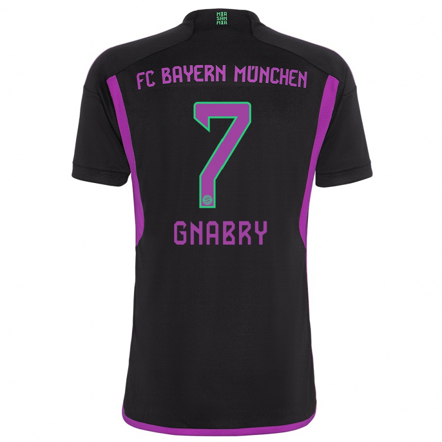 Damen Fußball Serge Gnabry #7 Schwarz Auswärtstrikot Trikot 2023/24 T-Shirt Luxemburg