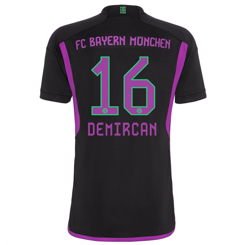 Damen Fußball Emirhan Demircan #16 Schwarz Auswärtstrikot Trikot 2023/24 T-Shirt Luxemburg