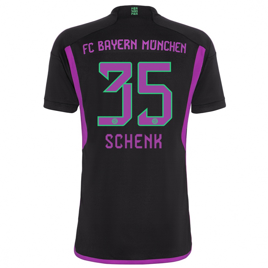 Damen Fußball Johannes Schenk #35 Schwarz Auswärtstrikot Trikot 2023/24 T-Shirt Luxemburg