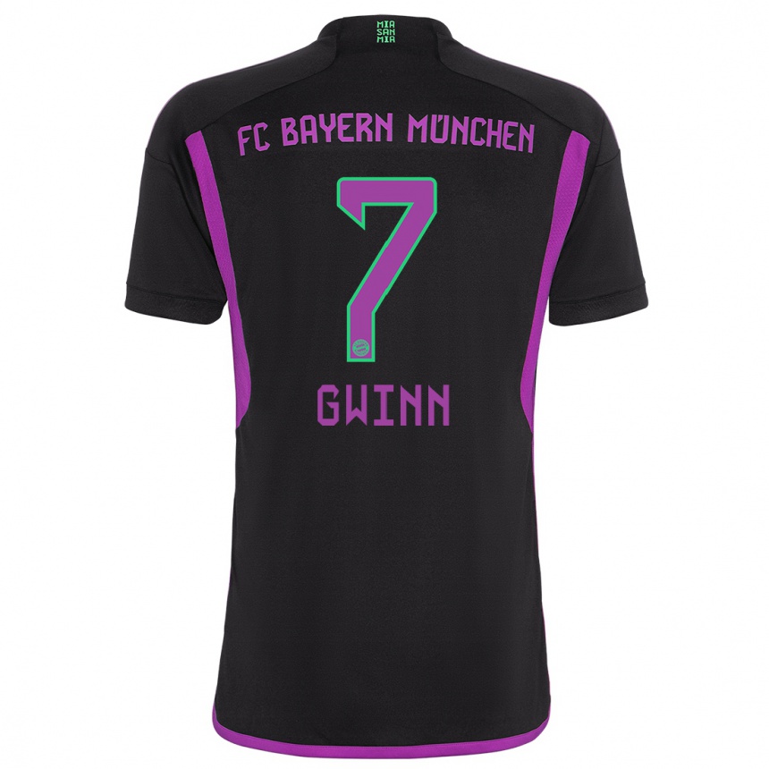 Damen Fußball Giulia Gwinn #7 Schwarz Auswärtstrikot Trikot 2023/24 T-Shirt Luxemburg