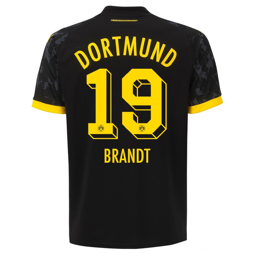 Damen Fußball Julian Brandt #19 Schwarz Auswärtstrikot Trikot 2023/24 T-Shirt Luxemburg