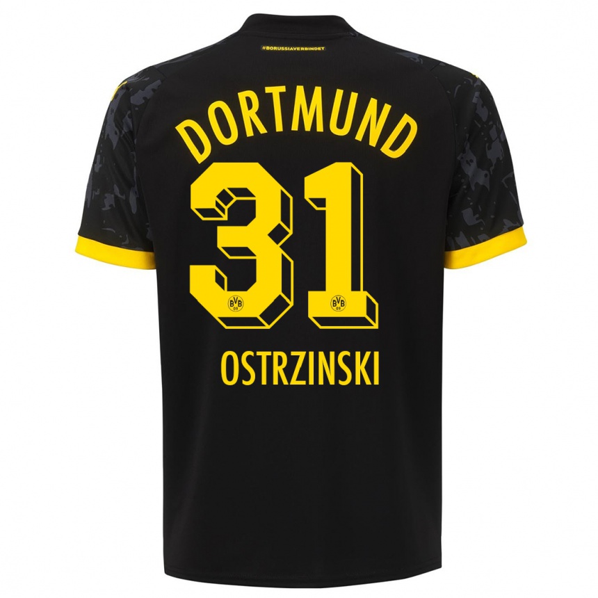 Damen Fußball Silas Ostrzinski #31 Schwarz Auswärtstrikot Trikot 2023/24 T-Shirt Luxemburg