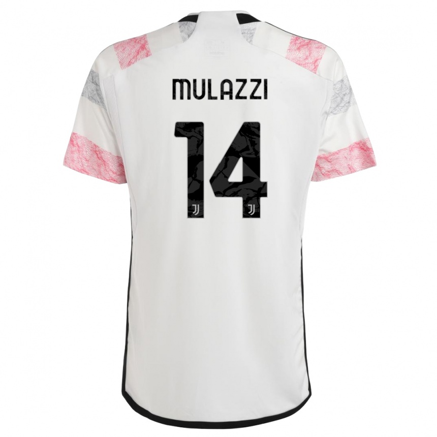 Damen Fußball Gabriele Mulazzi #14 Weiß Rosa Auswärtstrikot Trikot 2023/24 T-Shirt Luxemburg
